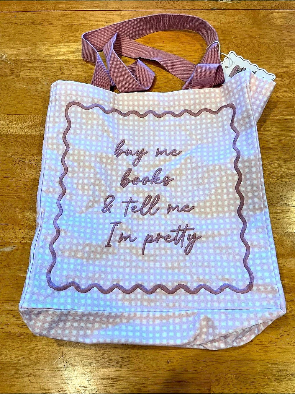 Lady Delaney Buy Me Books & Tell Me I'm Pretty Gingham Tote Bag